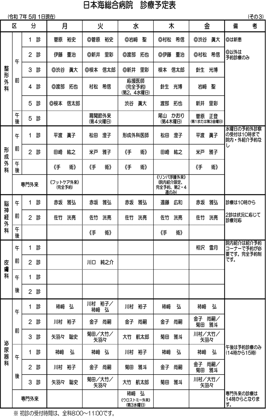 外来診療表3枚目