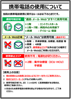 携帯電話使用可能エリアについて